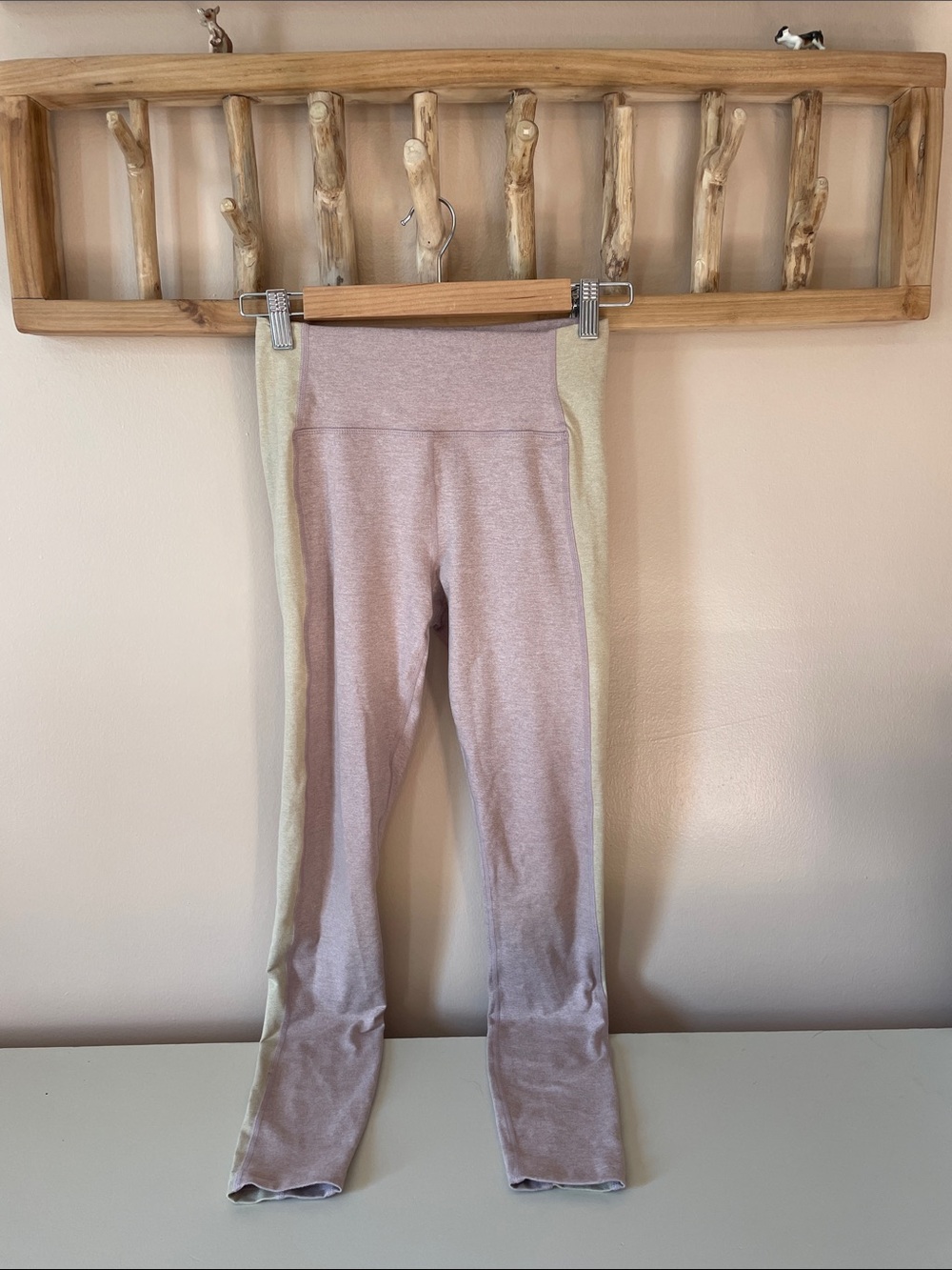 Prana Girls Blush Pink Leggings with Cream Side Panels